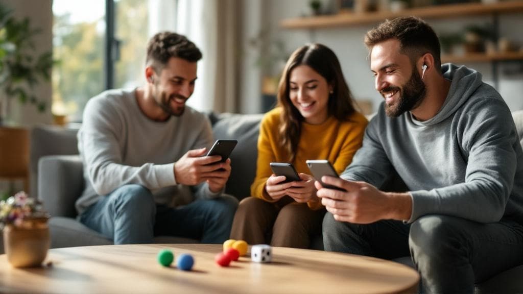 Friends playing Ludo together on their phones